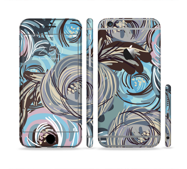 The Abstract Subtle Toned Floral Strokes Sectioned Skin Series for the Apple iPhone 6/6s