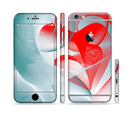 The Abstract Teal & Red Love Connect Sectioned Skin Series for the Apple iPhone 6/6s