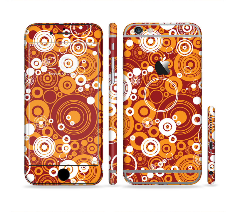 The Abstract Vector Gold & White Circle Swirls Sectioned Skin Series for the Apple iPhone 6/6s