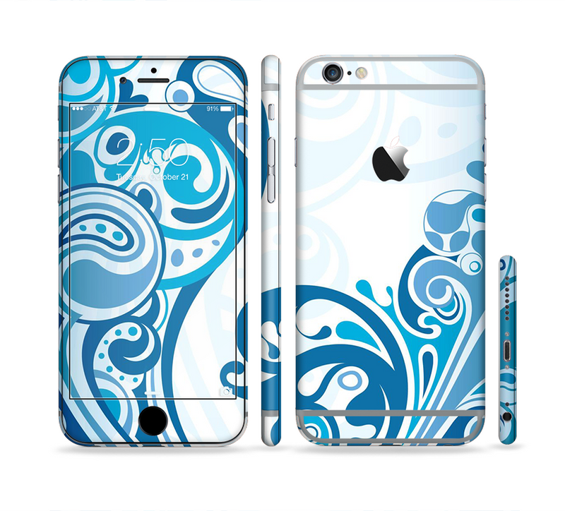 The Abstract Vibrant Blue Swirled Sectioned Skin Series for the Apple iPhone 6/6s