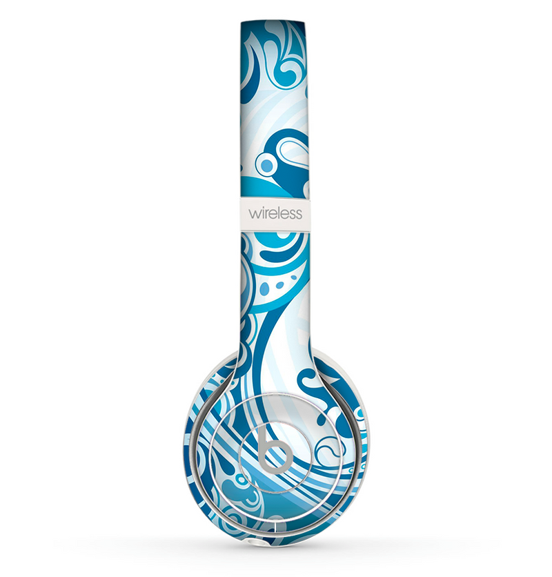 The Abstract Vibrant Blue Swirled Skin Set for the Beats by Dre Solo 2 Wireless Headphones