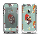 The Abstract Vintage Christmas Owls Apple iPhone 5-5s LifeProof Fre Case Skin Set