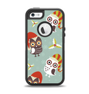 The Abstract Vintage Christmas Owls Apple iPhone 5-5s Otterbox Defender Case Skin Set