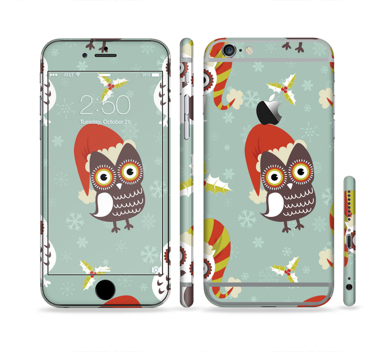 The Abstract Vintage Christmas Owls Sectioned Skin Series for the Apple iPhone 6/6s