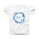 The Abstract Watercolor Blue Feather Circle ink-Fuzed Front Spot Graphic Unisex Soft-Fitted Tee Shirt