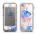 The Abstract White and Blue Fish Fossil Apple iPhone 5-5s LifeProof Nuud Case Skin Set