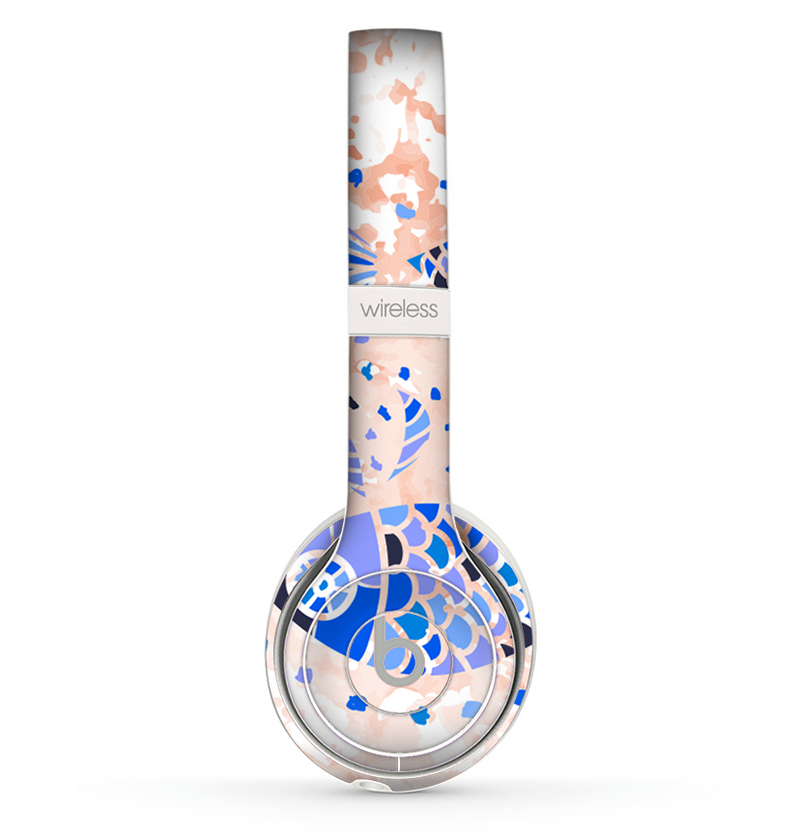 The Abstract White and Blue Fish Fossil Skin Set for the Beats by Dre Solo 2 Wireless Headphones