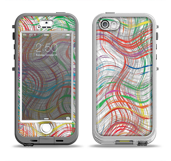 The Abstract Woven Color Pattern Apple iPhone 5-5s LifeProof Nuud Case Skin Set