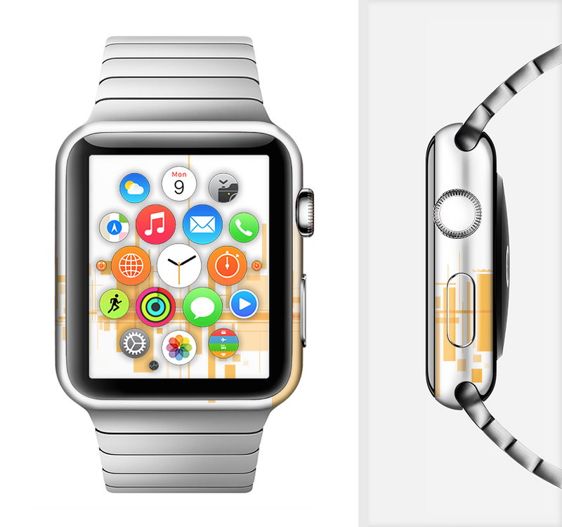 The Abstract Yellow Skyline View Full-Body Skin Set for the Apple Watch