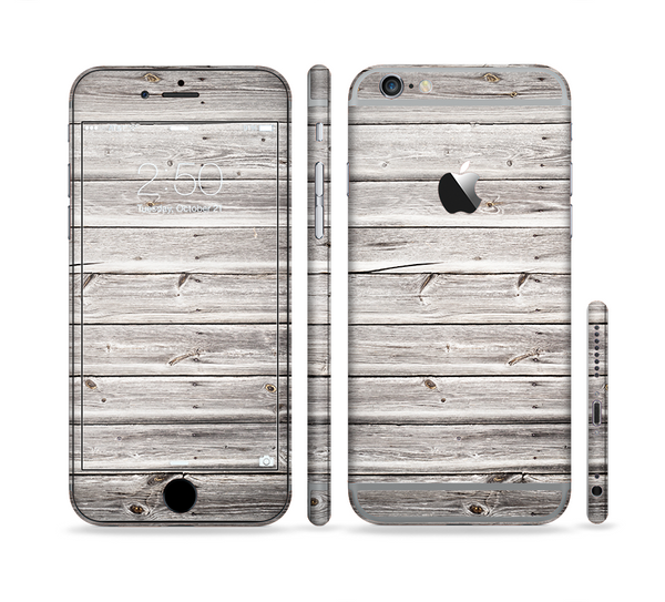 The Aged White Wood Planks Sectioned Skin Series for the Apple iPhone 6/6s Plus
