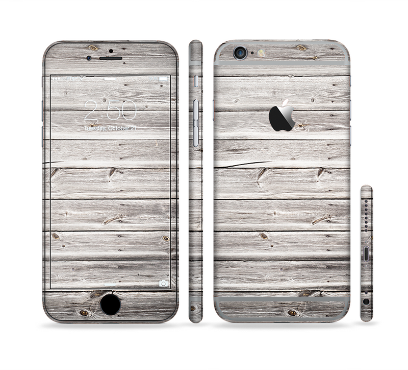 The Aged White Wood Planks Sectioned Skin Series for the Apple iPhone 6/6s