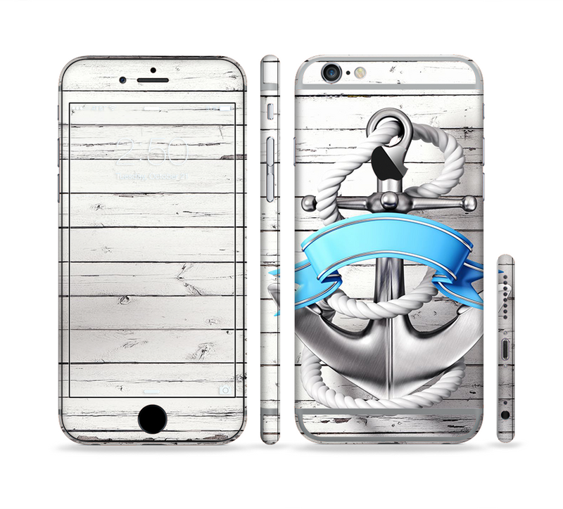 The Aged White Wood With Anchor Sectioned Skin Series for the Apple iPhone 6/6s