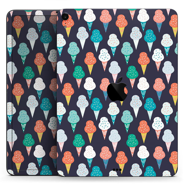 The All Over Teal and Green Ice Cream Cones - Full Body Skin Decal for the Apple iPad Pro 12.9", 11", 10.5", 9.7", Air or Mini (All Models Available)