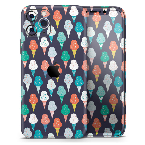 The All Over Teal and Green Ice Cream Cones - Skin-Kit compatible with the Apple iPhone 12, 12 Pro Max, 12 Mini, 11 Pro or 11 Pro Max (All iPhones Available)