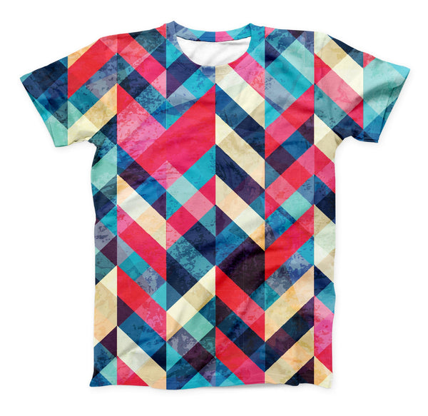 The Angled Colored Pattern ink-Fuzed Unisex All Over Full-Printed Fitted Tee Shirt