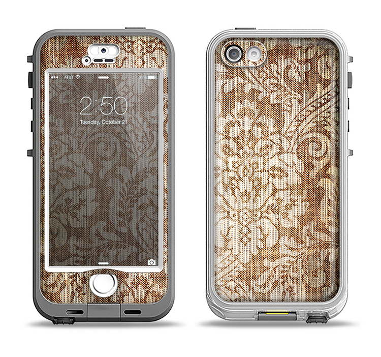 The Antique Floral Lace Pattern Apple iPhone 5-5s LifeProof Nuud Case Skin Set