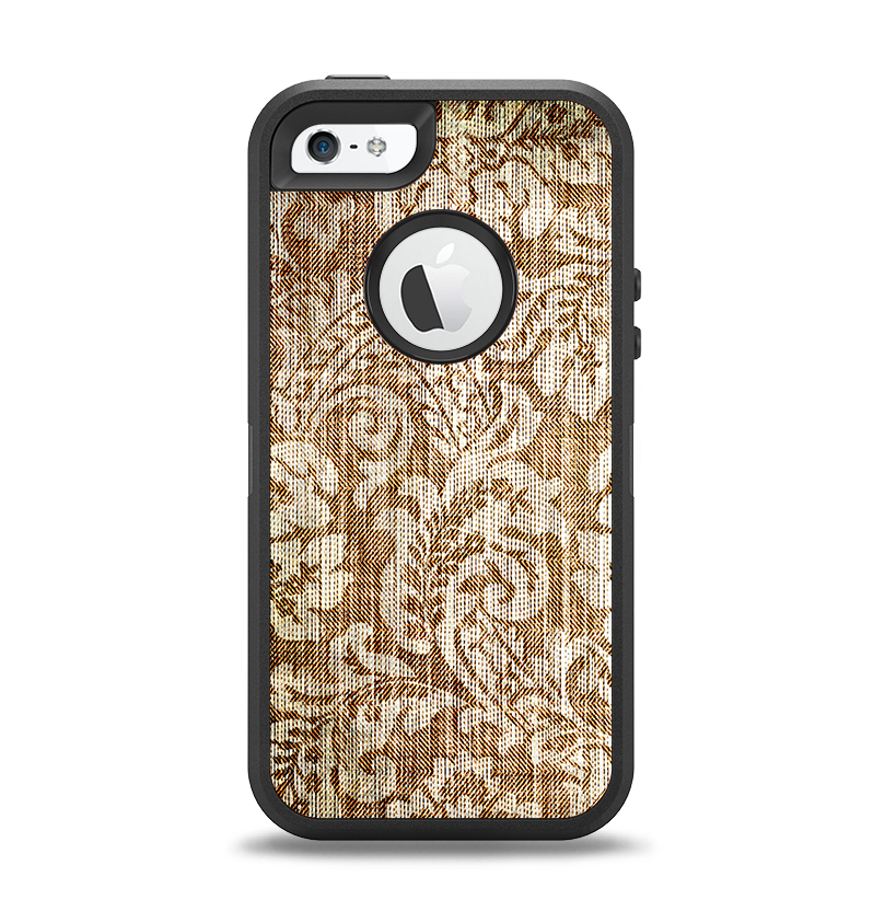 The Antique Floral Lace Pattern Apple iPhone 5-5s Otterbox Defender Case Skin Set