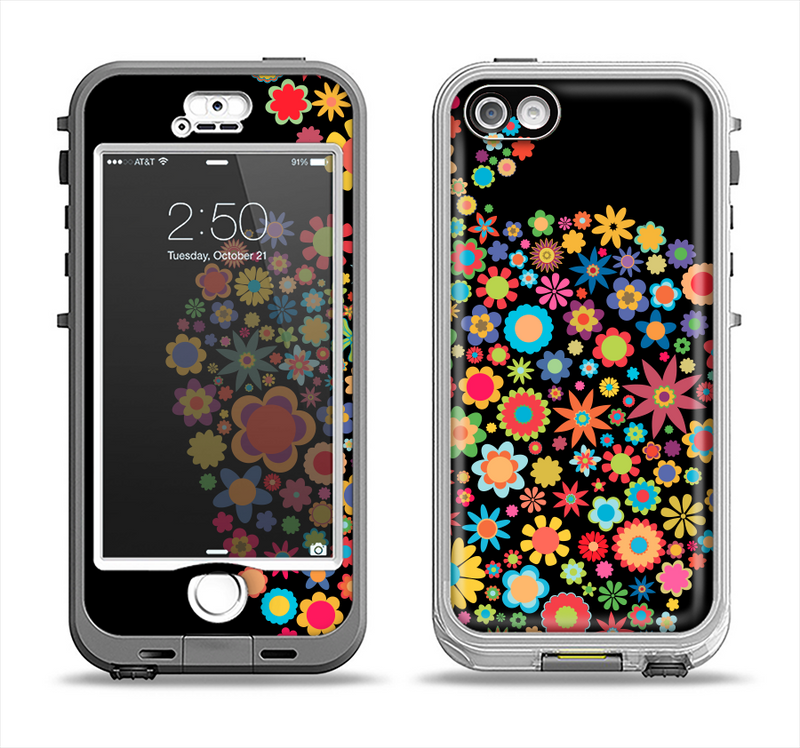 The Apple Icon Floral Collage Apple iPhone 5-5s LifeProof Nuud Case Skin Set