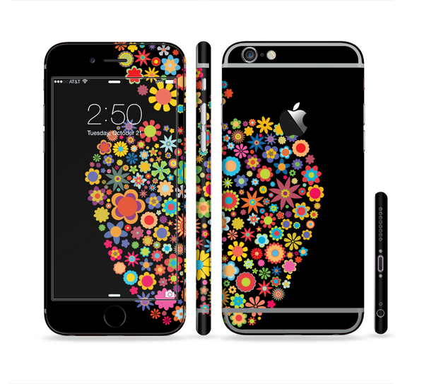 The Apple Icon Floral Collage Sectioned Skin Series for the Apple iPhone 6/6s Plus