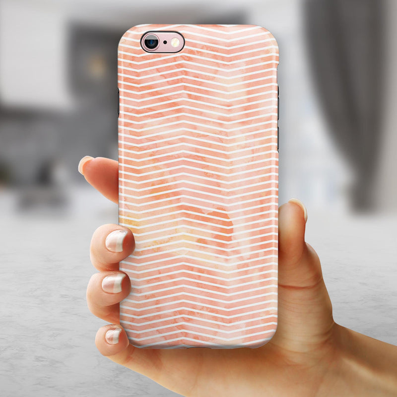 The Apricot Grunge Surface with Chevron iPhone 6/6s or 6/6s Plus 2-Piece Hybrid INK-Fuzed Case