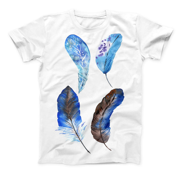 The Azul Watercolor Feathers ink-Fuzed Unisex All Over Full-Printed Fitted Tee Shirt