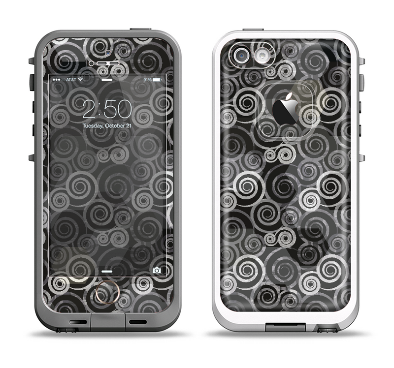The Back & White Abstract Swirl Pattern Apple iPhone 5-5s LifeProof Fre Case Skin Set