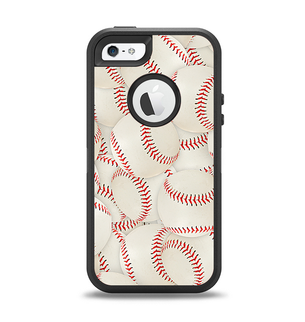 The Baseball Overlay Apple iPhone 5-5s Otterbox Defender Case Skin Set