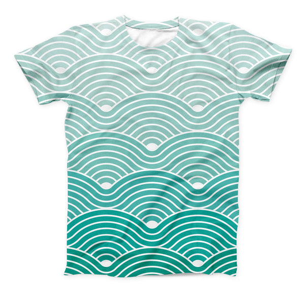 The Beach Hotel Wallpaper Waves ink-Fuzed Unisex All Over Full-Printed Fitted Tee Shirt