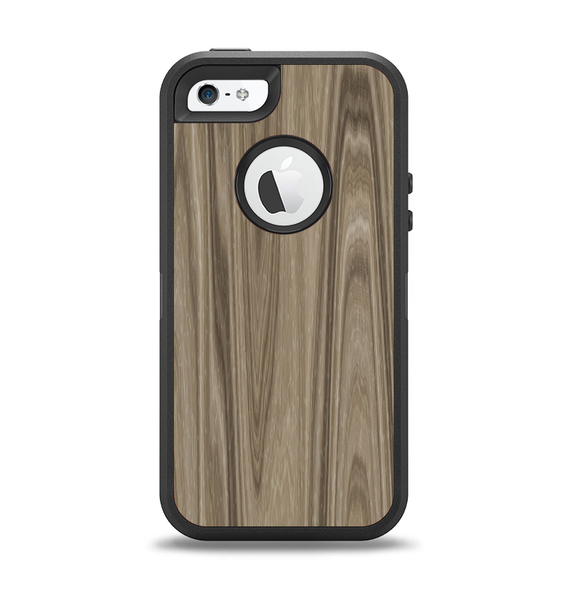 The Beige Woodgrain Apple iPhone 5-5s Otterbox Defender Case Skin Set