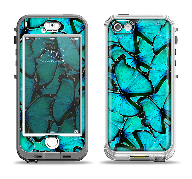 The Butterfly BackGround Flat Apple iPhone 5-5s LifeProof Nuud Case Skin Set