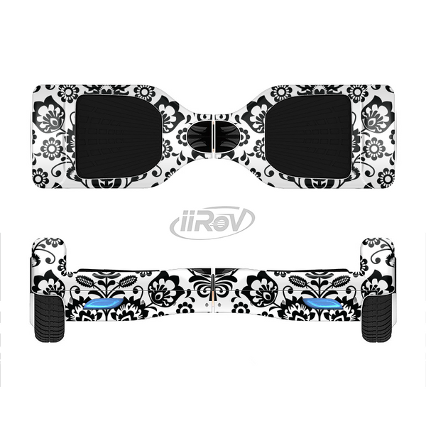 The Black Floral Delicate Pattern Full-Body Skin Set for the Smart Drifting SuperCharged iiRov HoverBoard