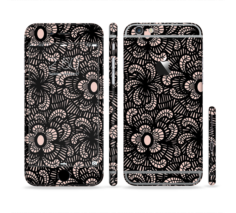 The Black Floral Lace Sectioned Skin Series for the Apple iPhone 6/6s