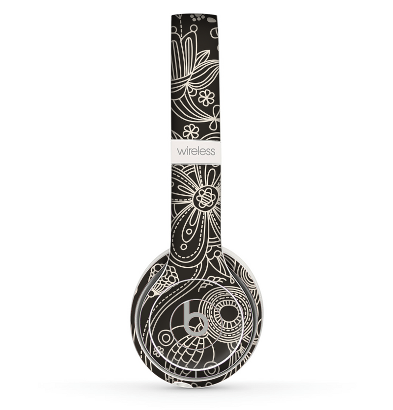 The Black Floral Laced Pattern V2 Skin Set for the Beats by Dre Solo 2 Wireless Headphones