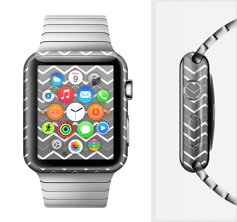 The Black Gradient Layered Chevron Full-Body Skin Set for the Apple Watch