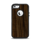 The Black Grained Walnut Wood Apple iPhone 5-5s Otterbox Defender Case Skin Set