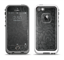 The Black & Gray Dark Lace Floral Apple iPhone 5-5s LifeProof Fre Case Skin Set