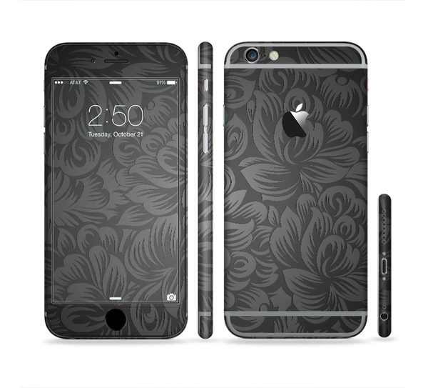 The Black & Gray Dark Lace Floral Sectioned Skin Series for the Apple iPhone 6/6s Plus