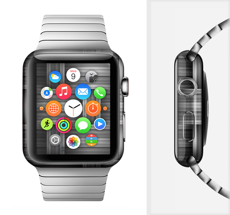 The Black & Gray Woven HD Pattern Full-Body Skin Set for the Apple Watch