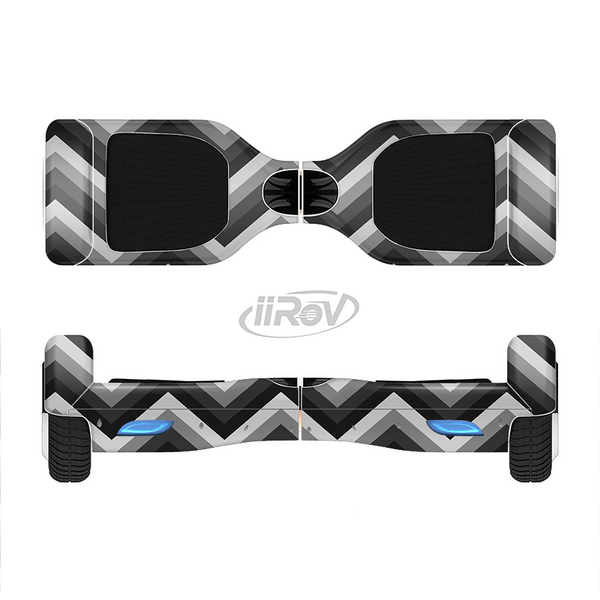 The Black Grayscale Layered Chevron Full-Body Skin Set for the Smart Drifting SuperCharged iiRov HoverBoard