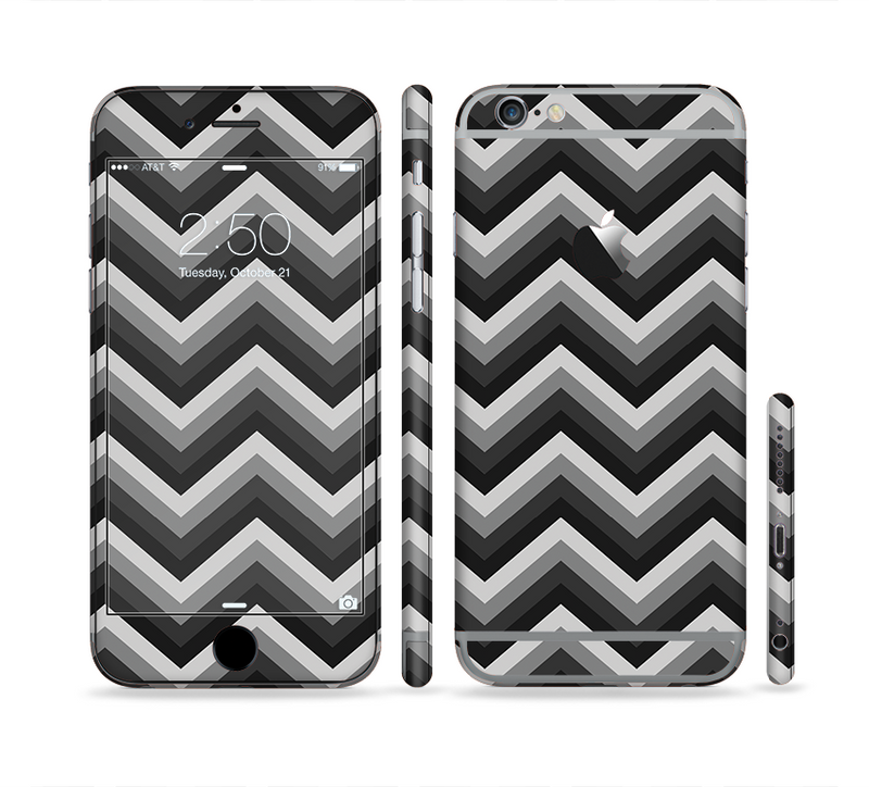 The Black Grayscale Layered Chevron Sectioned Skin Series for the Apple iPhone 6/6s