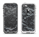 The Black Lace Texture Apple iPhone 5-5s LifeProof Fre Case Skin Set