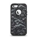 The Black Lace Texture Apple iPhone 5-5s Otterbox Defender Case Skin Set