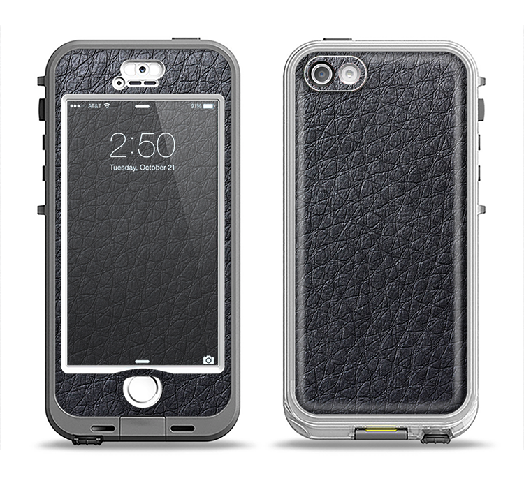 The Black Leather Apple iPhone 5-5s LifeProof Nuud Case Skin Set