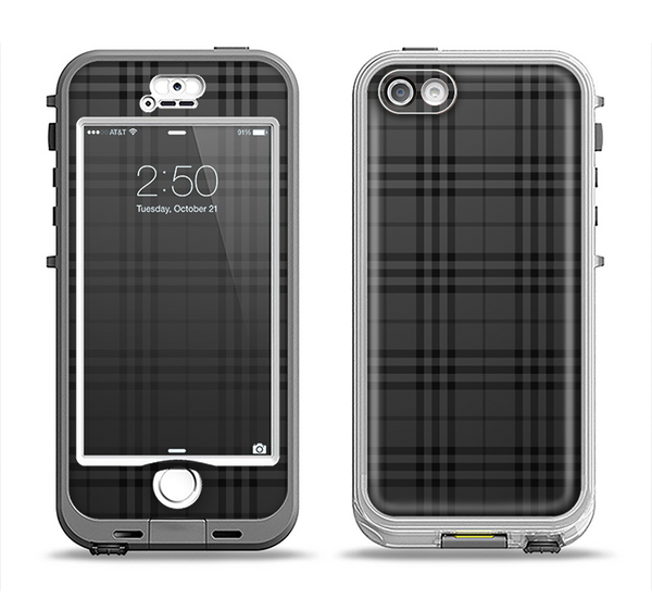 The Black Luxury Plaid Apple iPhone 5-5s LifeProof Nuud Case Skin Set