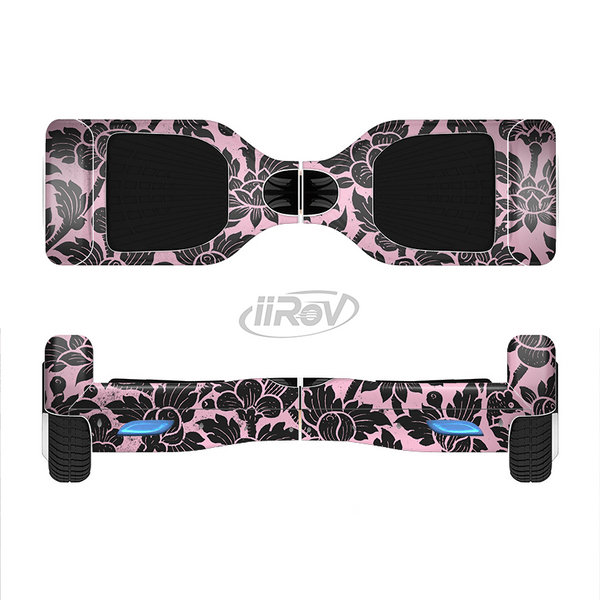 The Black & Pink Floral Design Pattern V2 Full-Body Skin Set for the Smart Drifting SuperCharged iiRov HoverBoard