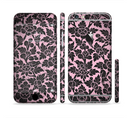 The Black & Pink Floral Design Pattern V2 Sectioned Skin Series for the Apple iPhone 6/6s Plus