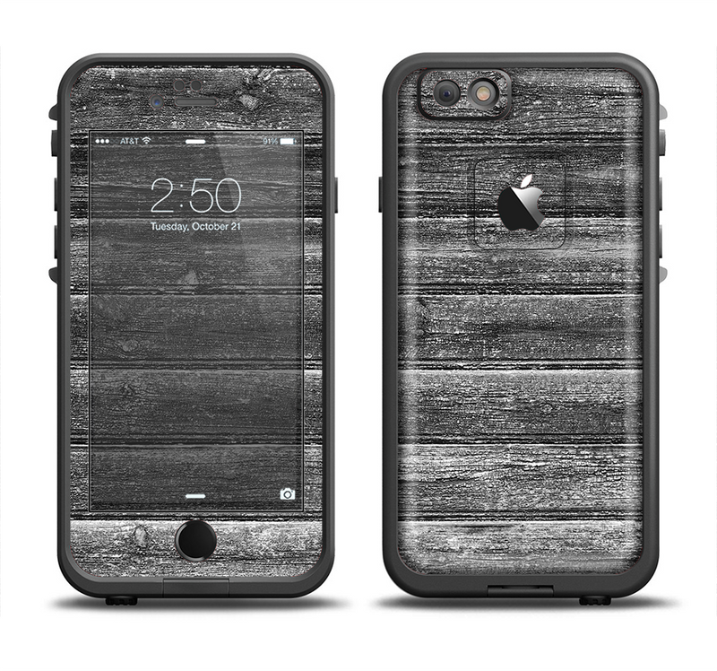The Black Planks of Wood Apple iPhone 6/6s LifeProof Fre Case Skin Set