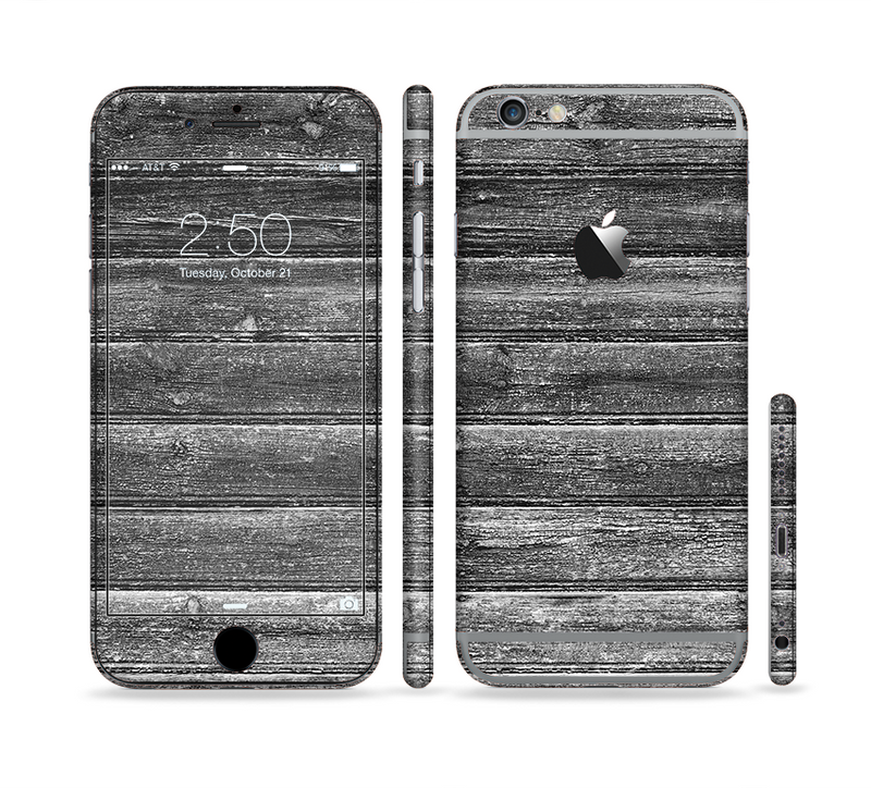 The Black Planks of Wood Sectioned Skin Series for the Apple iPhone 6/6s Plus
