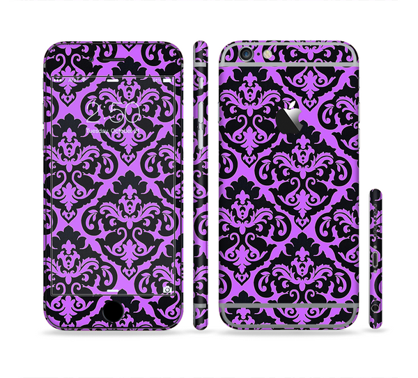 The Black & Purple Delicate Pattern Sectioned Skin Series for the Apple iPhone 6/6s Plus
