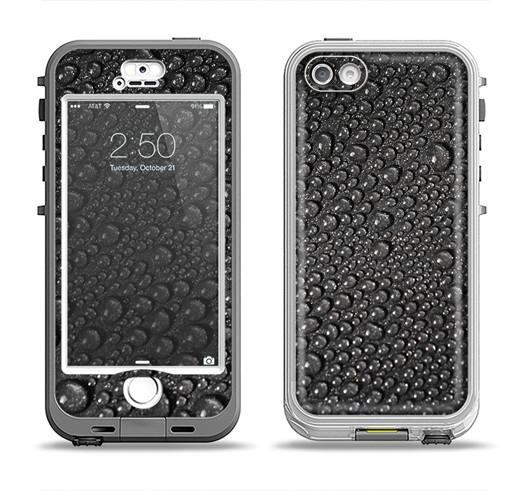 The Black Rain Drops Apple iPhone 5-5s LifeProof Nuud Case Skin Set